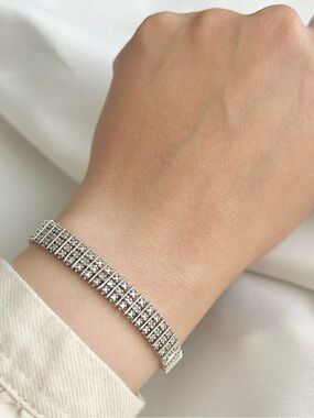 Technibond Natural White Diamond 925 Sterling Silver tennis bracelet